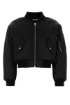 Alexander Wang Bomber Jacket Nylon Ribbed Cuffs In Black