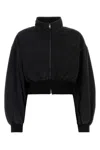 Alexander Wang Slate Denim Bomber Jacket In Black
