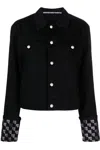 Alexander Wang Embellished Cotton Straight Jacket In Nero Neri E Grigi