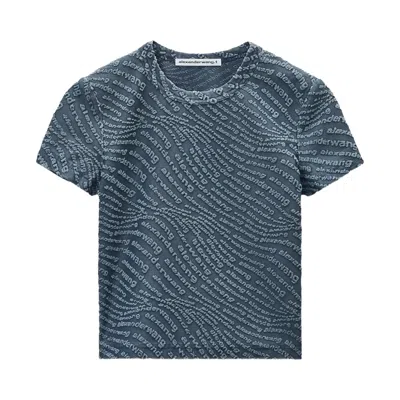Pre-owned Alexander Wang Jacquard Logo Baby Tee 'graphite' | Blue | Women's Size Xs