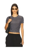 Alexander Wang Short Sleeve Round Neck Cropped Top In Gray