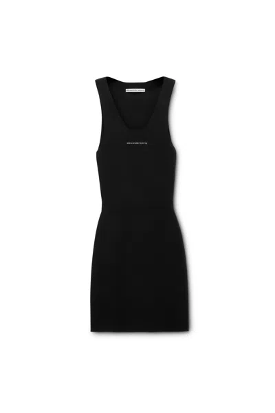 Alexander Wang Jacquard Logo Racer Mini Dress In Black