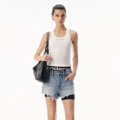 Alexander Wang Jacquard Logo Racer Tank In White