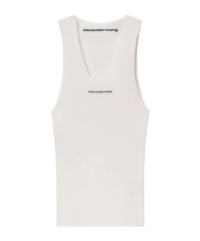 Alexander Wang Jacquard Logo Racer Tank In White