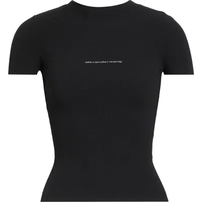 Alexander Wang Mini Top With Luxury Stretch Fabric In Black