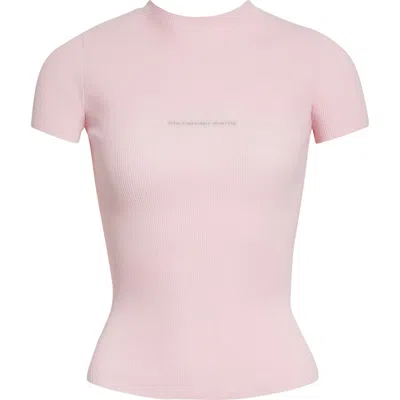 Alexander Wang Jacquard Logo Rib Sweater In Pink