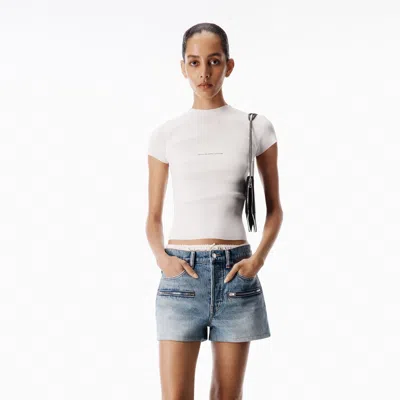Alexander Wang Jacquard Logo Short Sleeve Crewneck In White