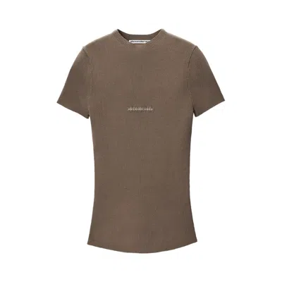 Pre-owned Alexander Wang Jacquard Logo Short-sleeve Crewneck Top 'silver/mink' | Women's Size S