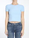 Alexander Wang Logo-jacquard T-shirt In Blue