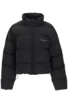 Alexander Wang Short Puffer Jacket With Logo In Black