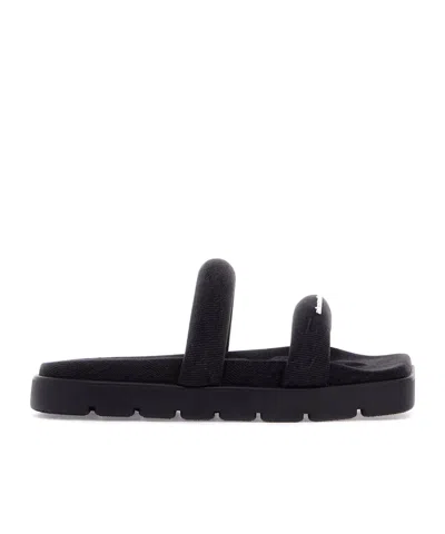 Alexander Wang Jay Square Toe Denim Sandals In Grey