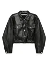 Alexander Wang Curved-sleeve Leather Jacket In 黑色