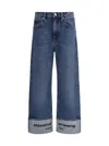 Alexander Wang Wide-leg Denim Jeans Folded Cuffs In Blue