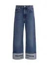 Alexander Wang Wide-leg Denim Jeans Folded Cuffs In Blue