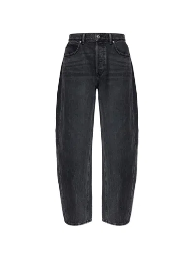 Alexander Wang Jeans Antracite Con Logo In Strass  In Black