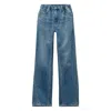 Alexander Wang Wide-leg Denim Jeans With Embossed Logo Detail In Blue