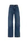 Alexander Wang Wide-leg Denim Jeans With Embossed Logo Detail In Blue