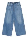 Alexander Wang Frayed Waist Wide Leg Zip-up Jeans In Blue
