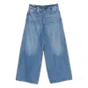 Alexander Wang Frayed Waist Wide Leg Zip-up Jeans In Blue