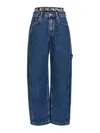 Alexander Wang Logo Elastic Prestyle Rounded Jeans In Blue