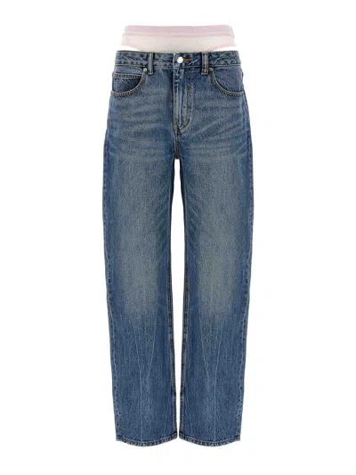 ALEXANDER WANG SLIT HEM PRESTYLE HOTFIX MESH UNDIE JEANS