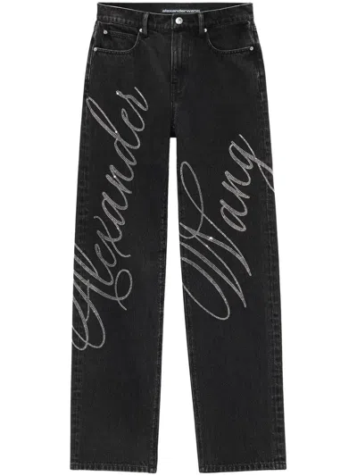 Alexander Wang Ez Logo-embellished Jeans In Black