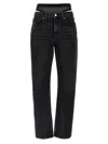 Alexander Wang Slit Hem Prestyle Hotfix Mesh Undie Jeans In Black