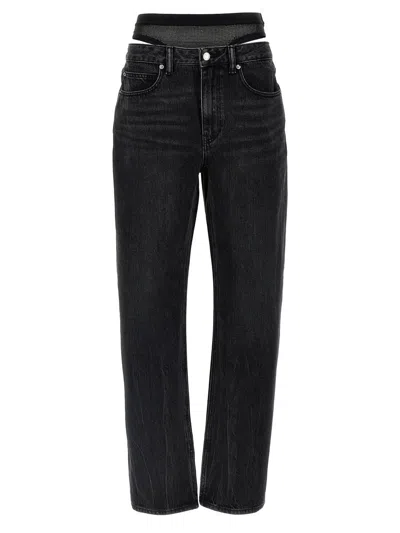 ALEXANDER WANG ALEXANDER WANG 'SLIT HEM PRESTYLE HOTFIX MESH UNDIE' JEANS