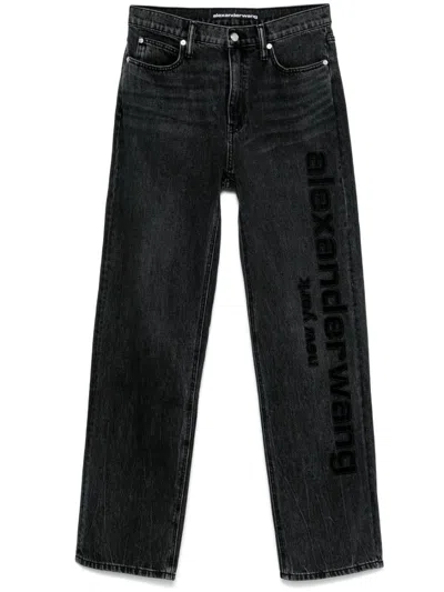 Alexander Wang Logo-embroidered Jeans In Black