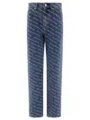 Alexander Wang Jeans With Logo Crystal Hotfix In Blue