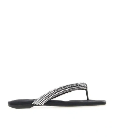 Alexander Wang Jenna Crystal-embellished Flip-flops In Black