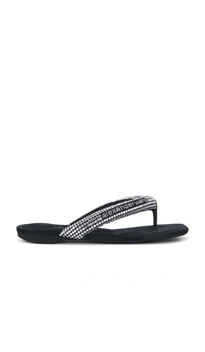 Alexander Wang Jenna Fabric Thong Sandals Flat Sole In Black