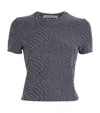 Alexander Wang Short Sleeve Round Neck Cropped Top In Gray