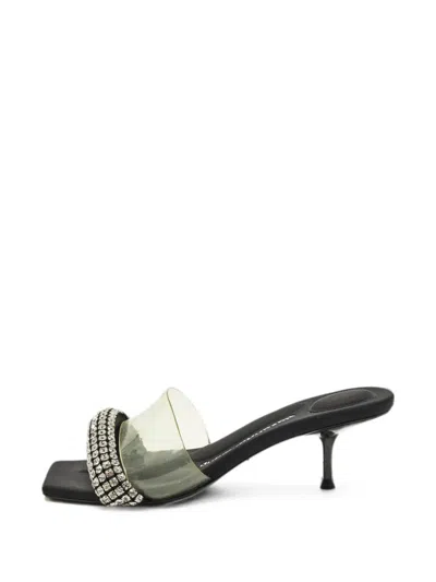 Pre-owned Alexander Wang Jessie Crystal-embellished Sandals In White