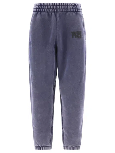 Alexander Wang Crystal Hotfix Logo Sweatpants In Brushed Terry Clothing In Black