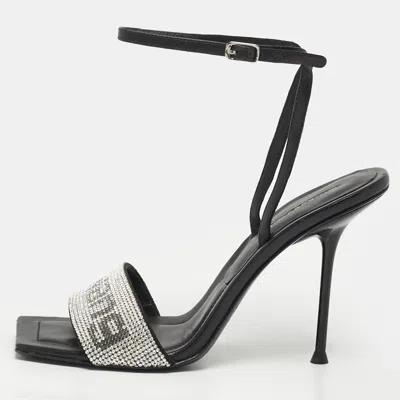 Pre-owned Alexander Wang Julie Size 37.5 Black/silver Leather Ankle Strap Sandals