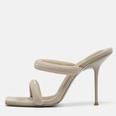 Pre-owned Alexander Wang Julie Size 39.5 Light Grey Canvas Slide Sandals