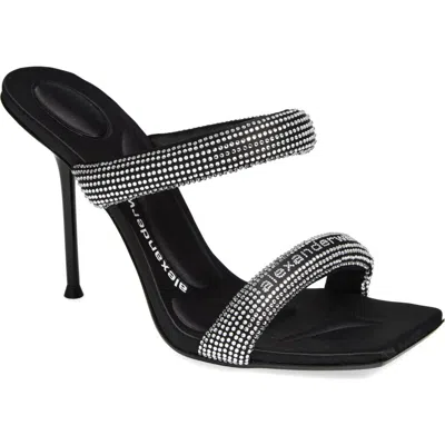 Alexander Wang Julie Tubular Crystal Embellished Slide Sandal In Black
