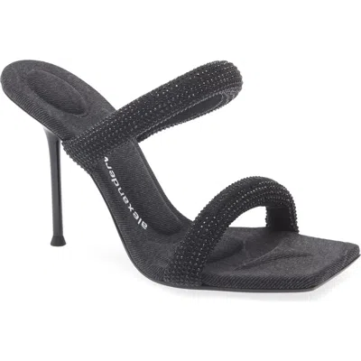 Alexander Wang Crystal Hot Drilling Decorative Tubular Sandals In Black