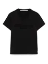 Alexander Wang Distressed Logo Shrunken Tee In Cotton Jersey In Black