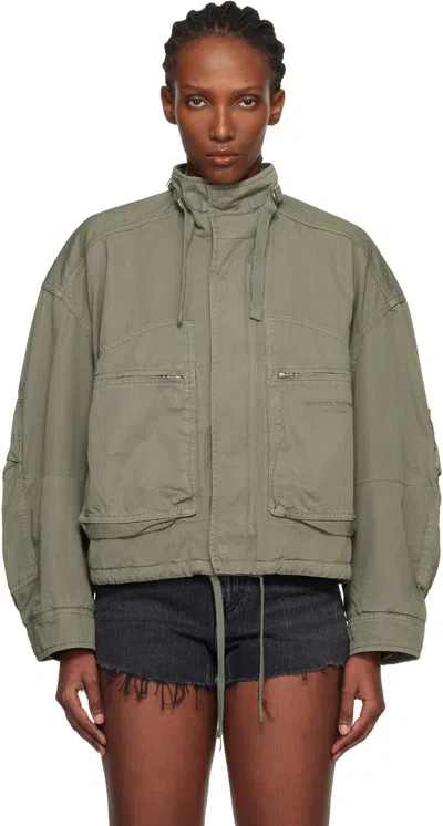 Alexander Wang Cargo Jacket With Articulated Pockets In Green