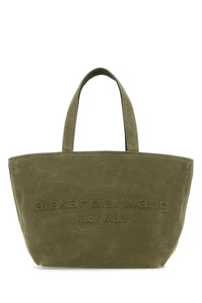Alexander Wang Khaki Canvas Small Punch Shopping Bag In Surpluskhaki