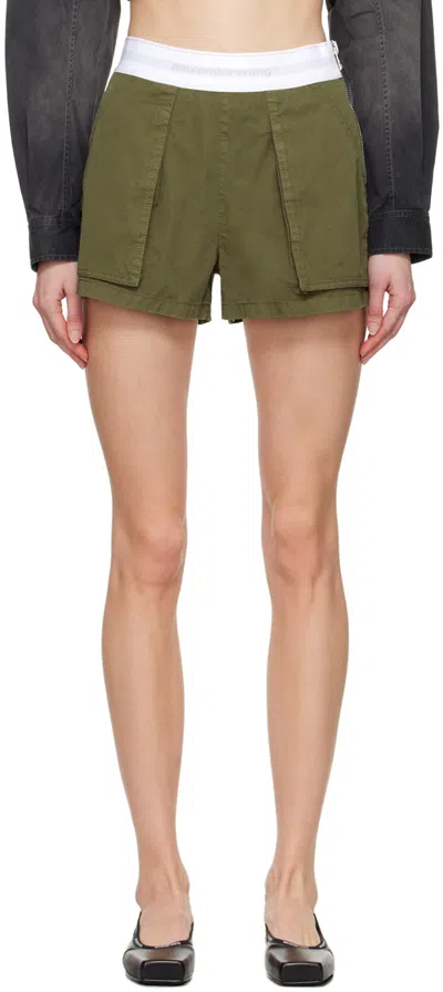 Alexander Wang High Waisted Cargo Rave Shorts Army Green