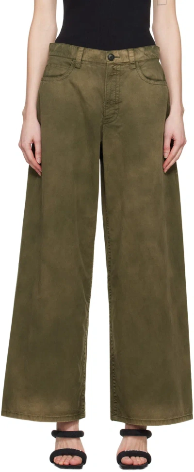 Alexander Wang Khaki Five-pocket Trousers In 316a Washed Army Gre
