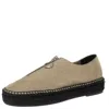 Alexander Wang Khaki Green Leather Devon Front Zip Flat Espadrilles In Neutral
