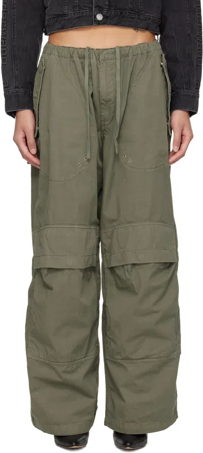 Alexander Wang Khaki Mid-rise Articulated Pockets Cargo Pants In Green