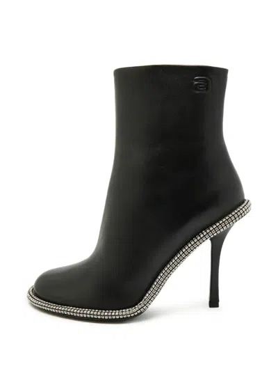 Pre-owned Alexander Wang Kira Crystal-embellished Ankle Boots In Black