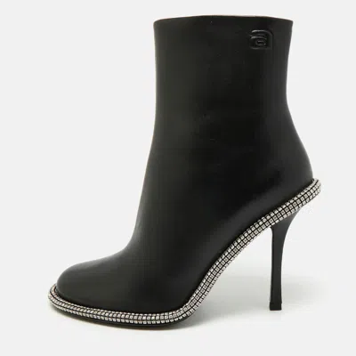 Pre-owned Alexander Wang Kira Size 38.5 Black Leather Ankle Length Boots