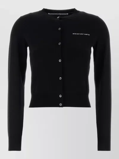 Alexander Wang Knit Cardigan Featuring Ribbed Cuffs Hem In Black
