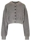 Alexander Wang Knit Cropped Cardigan In Grey